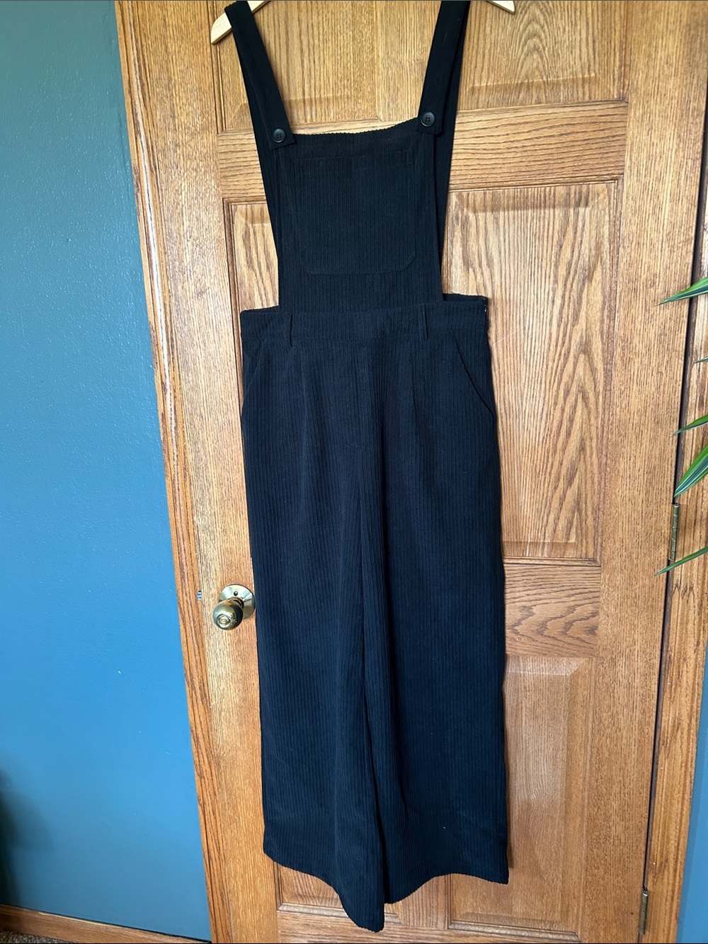 Cider Black Corduroy Wide-Leg Jumpsuit Overalls